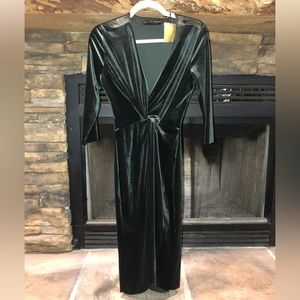 NWT Hunter Green Zara velour dress